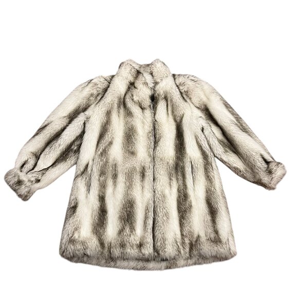 Hillmoor Faux White Fox Fur Coat, USA, White Black, M - Picture 10 of 11